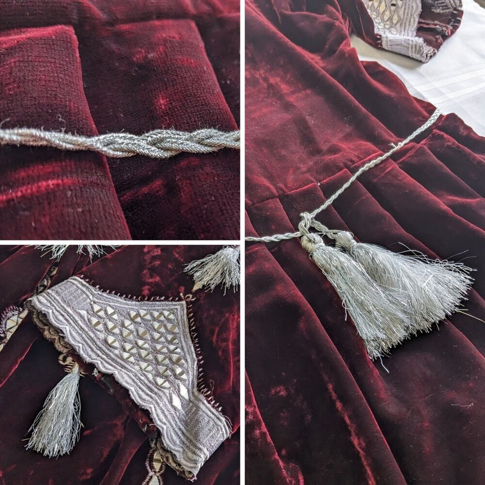 Turkish/Afghani Bindalli Kaftan Wedding Dress -  Embroidered Velvet & Silver M/L - Picture 5 of 8